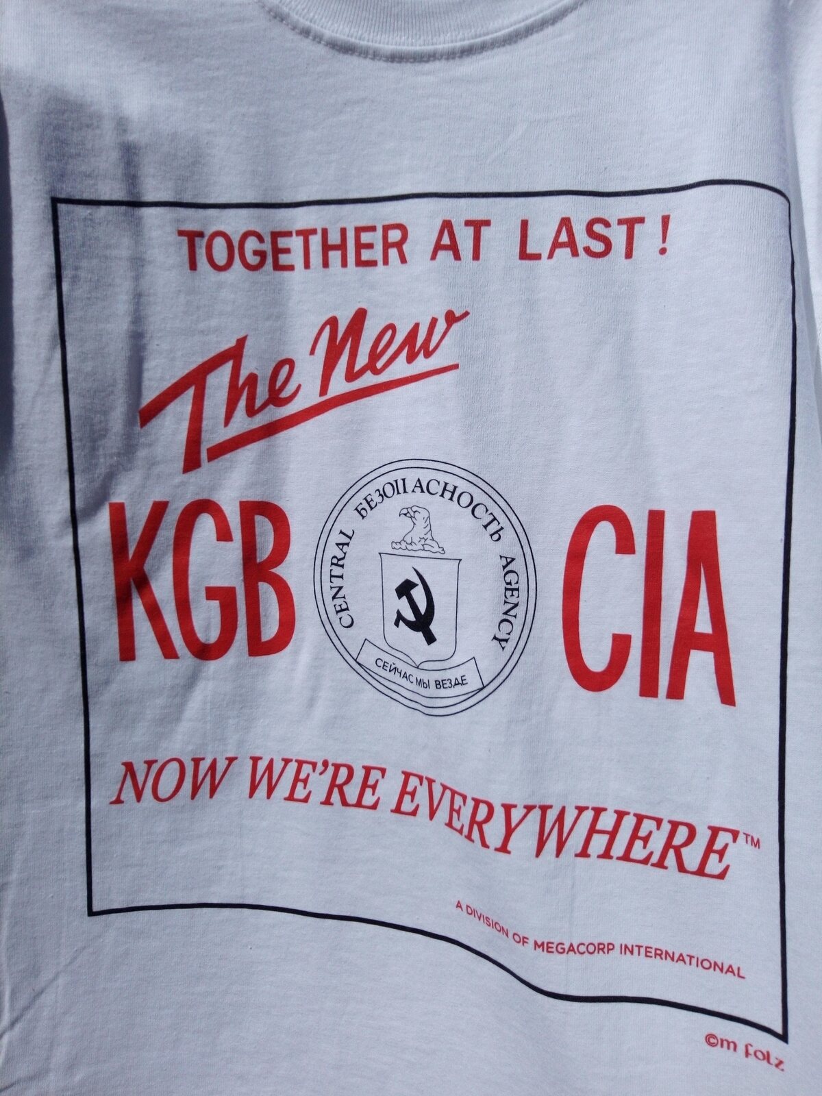 90's KGB CIA Shirt: TOGETHER AT LAST, NOW WE'RE EVERYWHERE, view 3